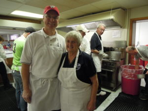 Dan Paulson and Jan Scholz at the Christ Lutheran Church lutefisk dinner in 2013. 