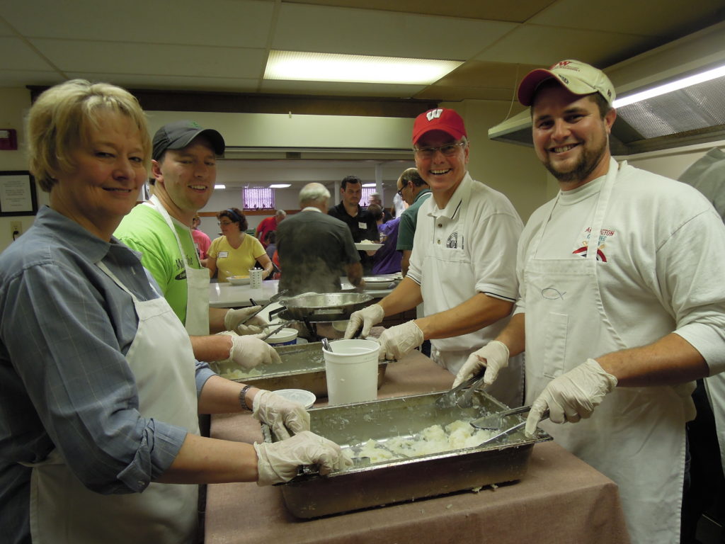 Janice Tipple and the other volunteer bone pickers at Christ Luthern Church's lutefisk dinner in 2013. 