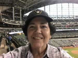 Lifelong Brewers fan and former County Stadium vendor Meg Jones at a Miller Park game in 2018. 