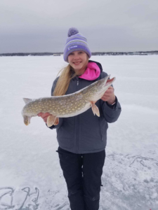 Makaylin Christenson fished with her family before joining Prairie Farm’s team in high school. (Photo courtesy by Briley Hansen)