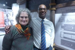 Fran Kaplan and Reggie Jackson at the new museum (Maureen McCollum/WPR)