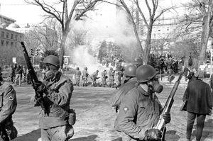 Students clashed at least twice with police and guardsmen, and police released tear gas on Feb. 13, 1969. (Photo by John Wolf)
