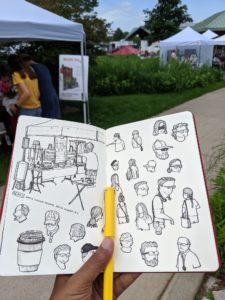 The Sneaky Artist's sketches at Eau Claire's Artist Market. (Courtesy of Nishant Jain)