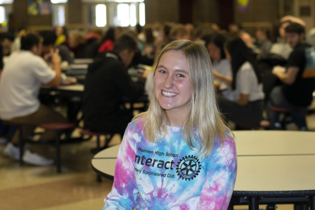 Junior Gracie Kromke said she normally eats from the cafeteria's salad bar and grabs at least two fruits and a vegetable every day. (Liz Dohms/WPR)