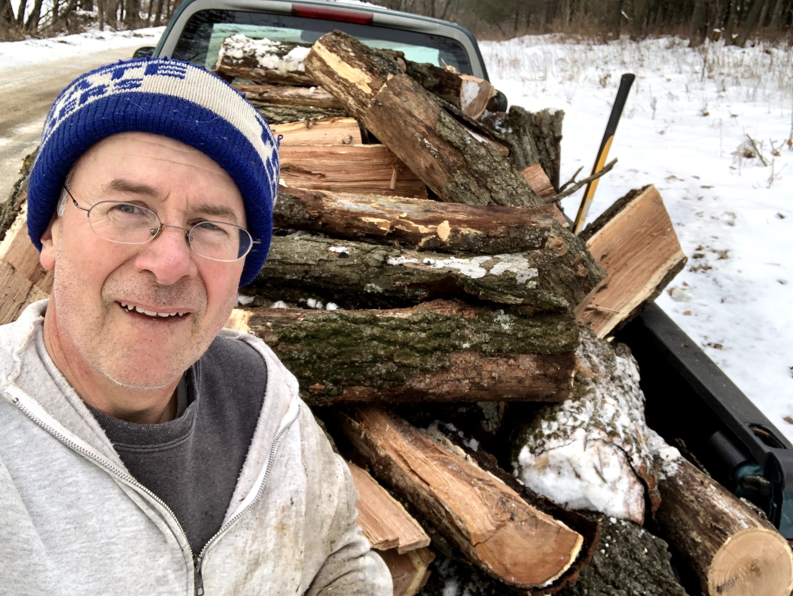 Author Chris Hardie cuts wood all winter to heat his house. (Courtesy of Chris Hardie)