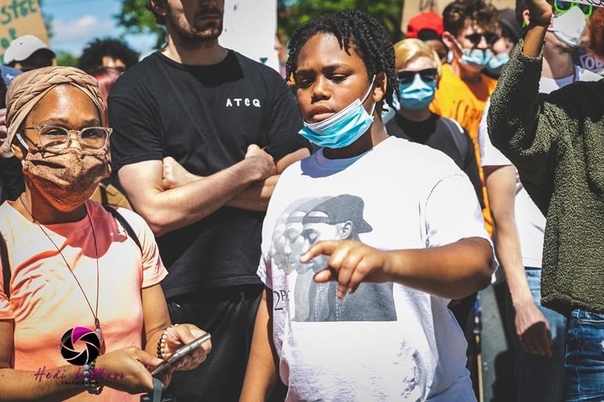 Takeyla Benton and her son, Langston, at a demonstration in Madison in 2020. (Courtesy of Takeyla Benton)