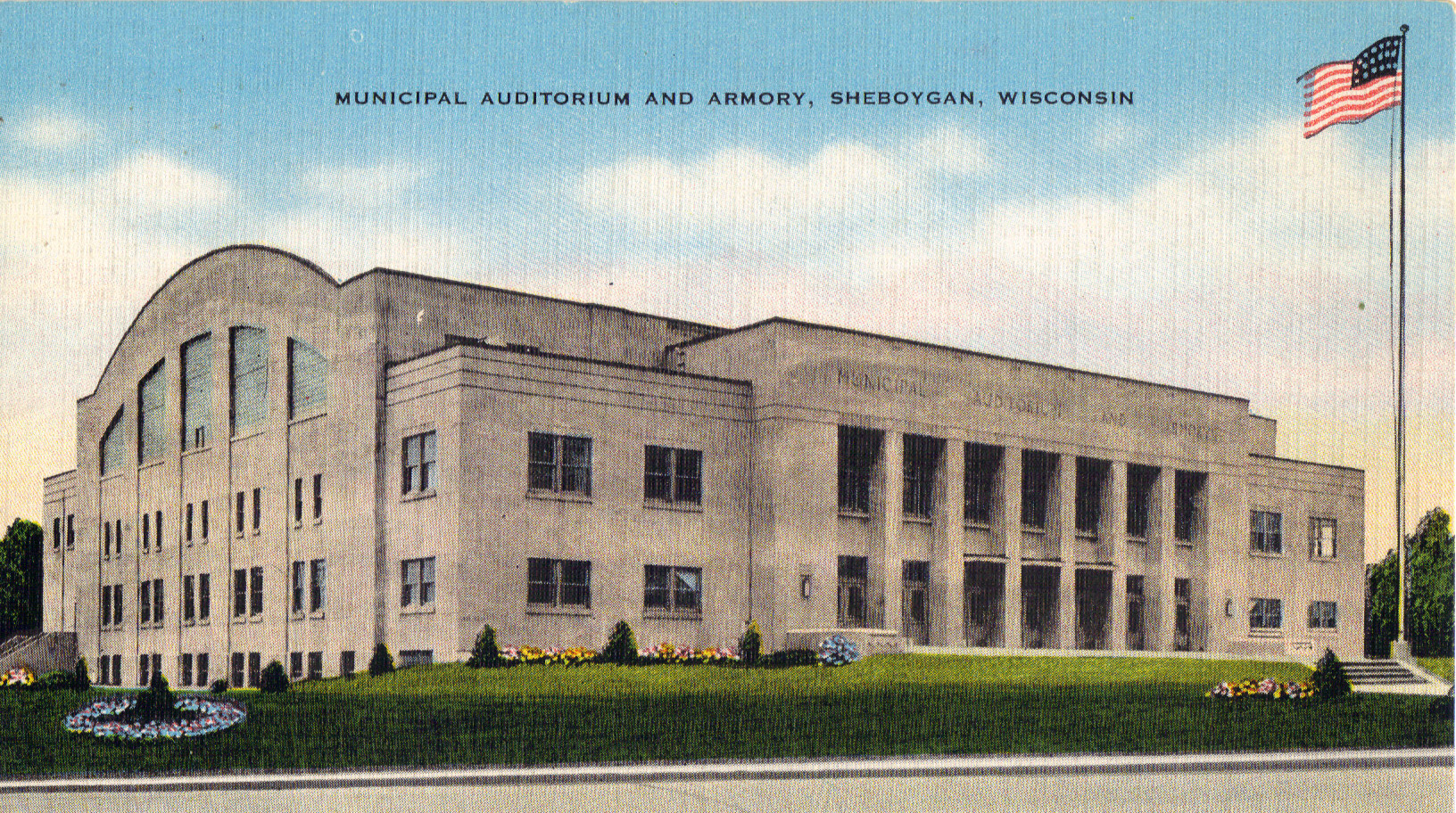 This postcard of the Armory was from the mid 1940s. (Courtesy of the Sheboygan County Historical Research Center)